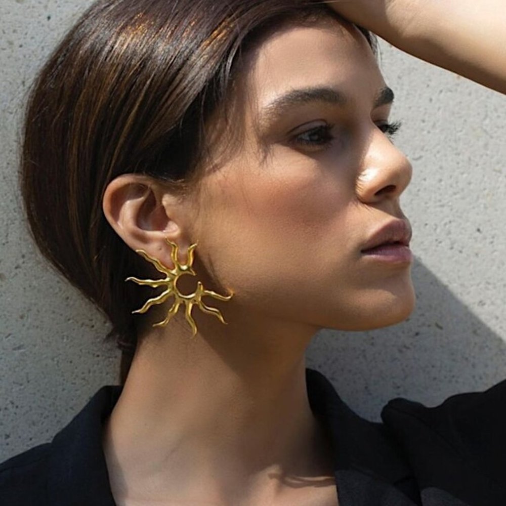 NEW ~ Anthropologie Gold Sunburst Earrings